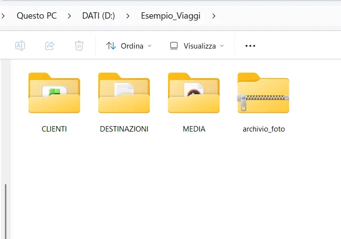 Vista Icone grandi con le cartelle in anteprima