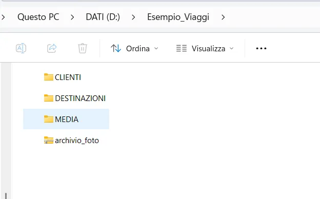 Vista Elenco con i nomi uno sotto l'altro