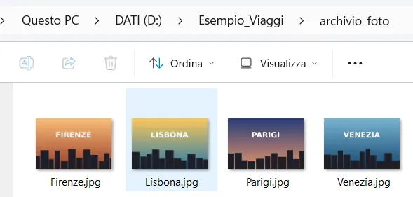 Cartella archivio_foto con le quattro foto estratte